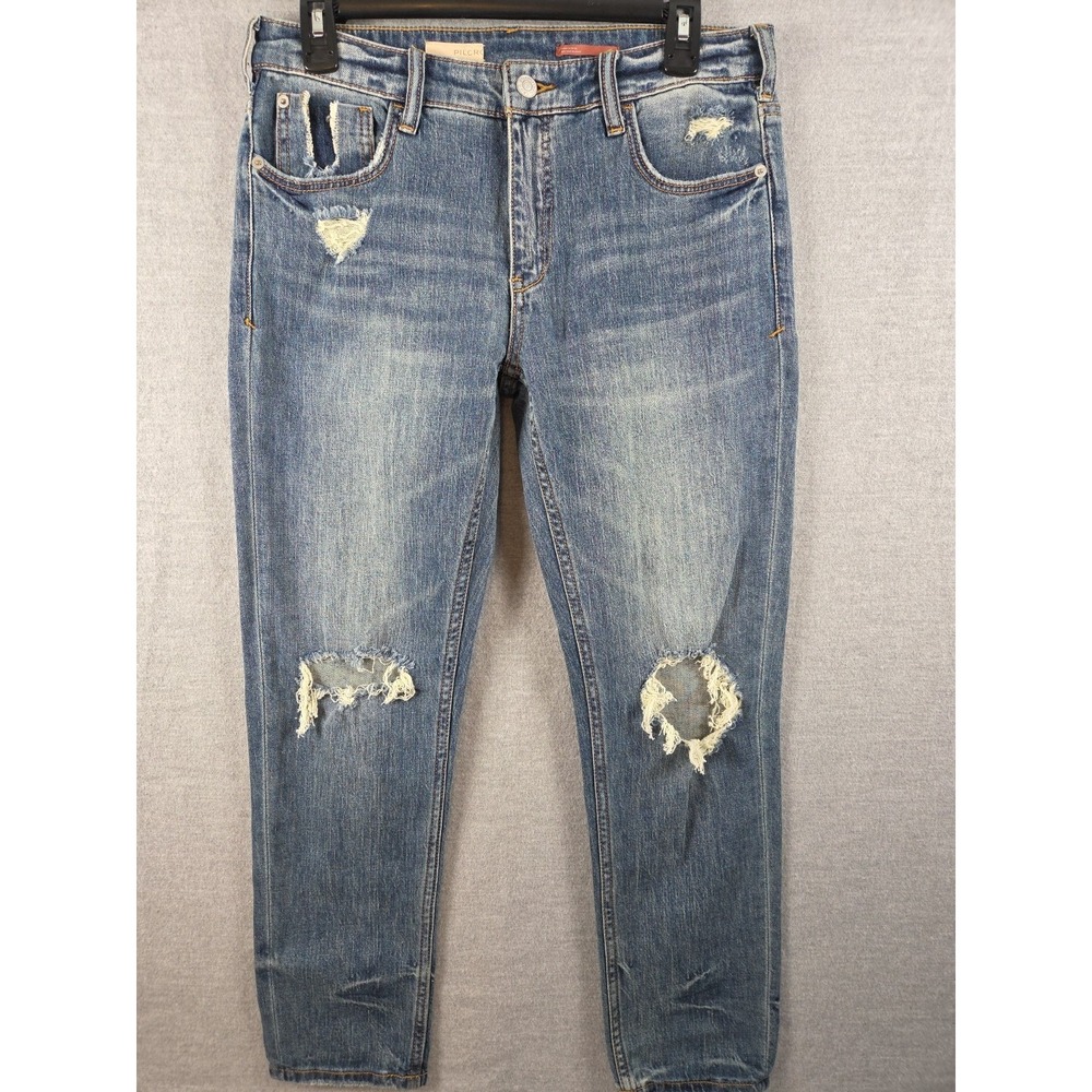 Anthropologie Pilcro Heritage Boyfriend Straight Leg Ripped Distressed Jeans 25